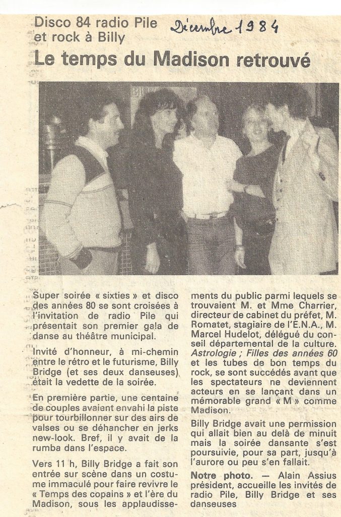 Billy Bridge en concert à Privas — Décembre 1984