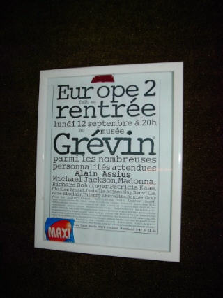Invitation de Alain ASSIUS pour le Musée GREVIN avec une pléiade de vedettes.